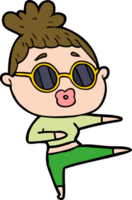 cartoon dancing woman wearing sunglasses png