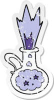 autocollant en détresse d'une potion magique de dessin animé png