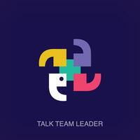 Talking team leader logo. Unique color transitions. Co-sharing group logo template. vector