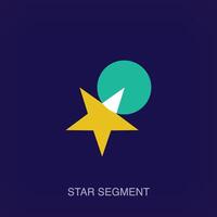 Star logo in the round center. Unique color transitions. Round segment logo template. vector