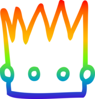 rainbow gradient line drawing of a cartoon crown png