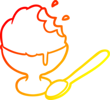 warm gradient line drawing of a ice cream dessert in bowl png