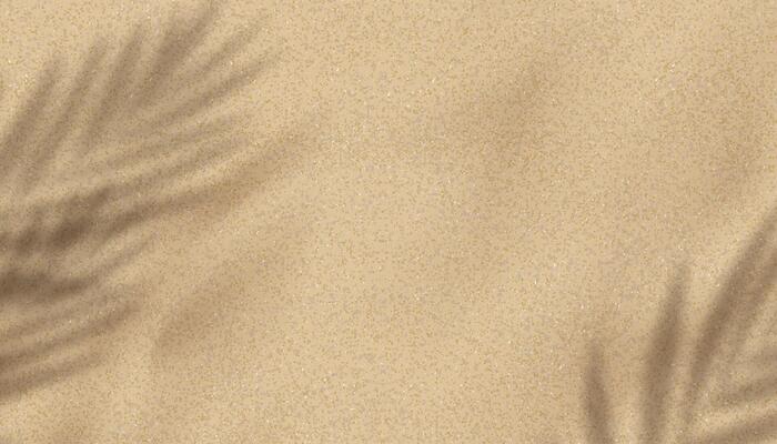 Sand texture background with leaves shadow,leaf silhouette on Brown Sandy Beach, top view Sand Surface,Backdrop background Wide Horizon Desert dune for Summer Product Presentation
