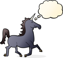 Licorne de dessin animé avec bulle de pensée png