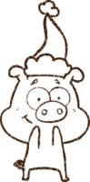 Christmas Pig Charcoal Drawing png