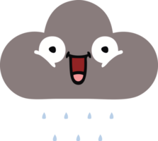 plat Couleur rétro dessin animé de une orage pluie nuage png