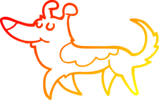 warm gradient line drawing of a cartoon dog png