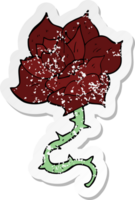 retro distressed sticker of a cartoon rose png