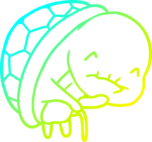 kalt Gradient Linie Zeichnung von ein süß alt Schildkröte mit Gehen Stock png