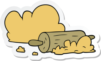 sticker of a cartoon rolling pin and dough png