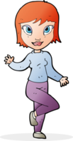 Cartoon hübsche Frau winkt png