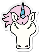 sticker of a quirky hand drawn cartoon unicorn png