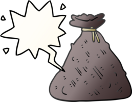 cartoon old hessian sack with speech bubble in smooth gradient style png