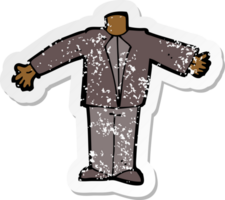 retro distressed sticker of a cartoon body in suit png