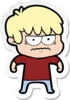 sticker of a annoyed cartoon boy png