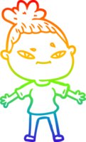 rainbow gradient line drawing of a cartoon woman png