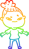 Regenbogen Gradient Linie Zeichnung von ein Karikatur Frau png