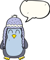 desenhado discurso bolha desenho animado pinguim vestindo chapéu png