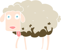 flat color illustration of muddy sheep png
