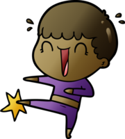 laughing cartoon man karate kicking png