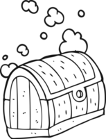 drawn black and white cartoon treasure chest png