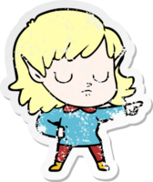 distressed sticker of a cartoon elf girl png