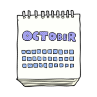 drawn cartoon calendar showing month of october png