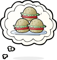 disegnato pensato bolla cartone animato piatto di hamburger png