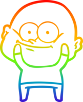 rainbow gradient line drawing of a cartoon bald man staring png