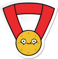 sticker of a cute cartoon gold medal png