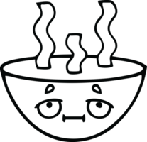 línea dibujo dibujos animados de un cuenco de caliente sopa png