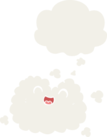 tekenfilm gelukkig rook wolk met gedachte bubbel in retro stijl png