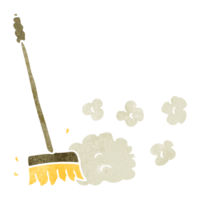 retro cartoon sweeping brush png