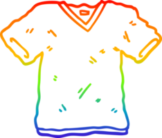 rainbow gradient line drawing of a cartoon tee shirt png
