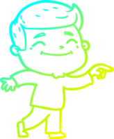 frío degradado línea dibujo de un contento dibujos animados hombre png