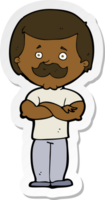 sticker of a cartoon manly mustache man png