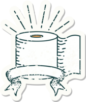 worn old sticker of a tattoo style toilet paper png