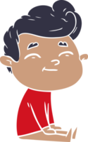 happy flat color style cartoon man sitting png