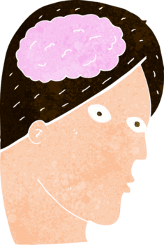 cartoon head with brain symbol png