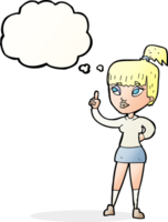 cartoon attractive girl with idea with thought bubble png