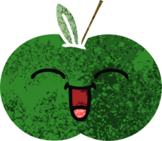 retro ilustración estilo dibujos animados de un jugoso manzana png