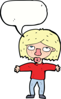 cartoon girl looking upwards with speech bubble png