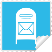 square peeling sticker cartoon of a mail box png