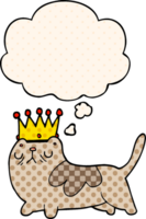 cartoon arrogant cat with thought bubble in comic book style png