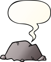 cartoon rock with speech bubble in smooth gradient style png