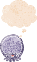 desenho animado medusa com pensamento bolha dentro grunge angustiado retro texturizado estilo png