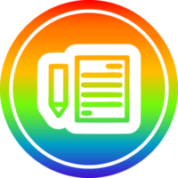 document en potlood circulaire icoon met regenboog helling af hebben png