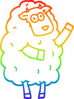 rainbow gradient line drawing of a cartoon sheep png