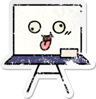 distressed sticker of a cute cartoon white board png