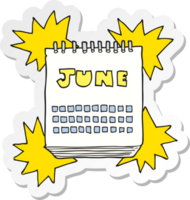 sticker of a cartoon calendar showing month of png